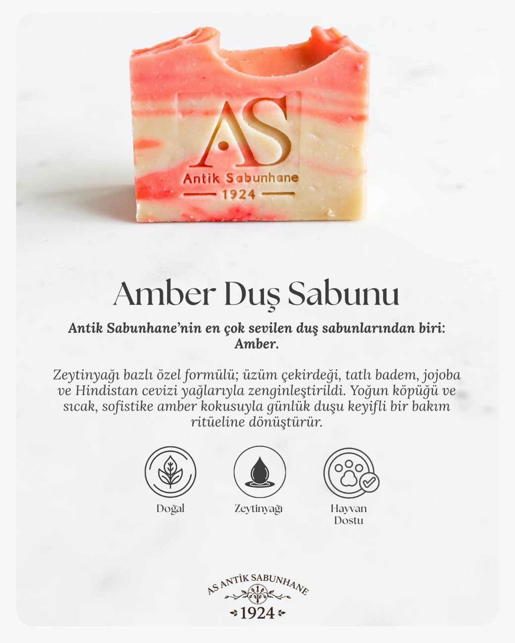 Amber Duş Sabunu – Zeytinyağlı & Değerli Yağlarla | 125 g