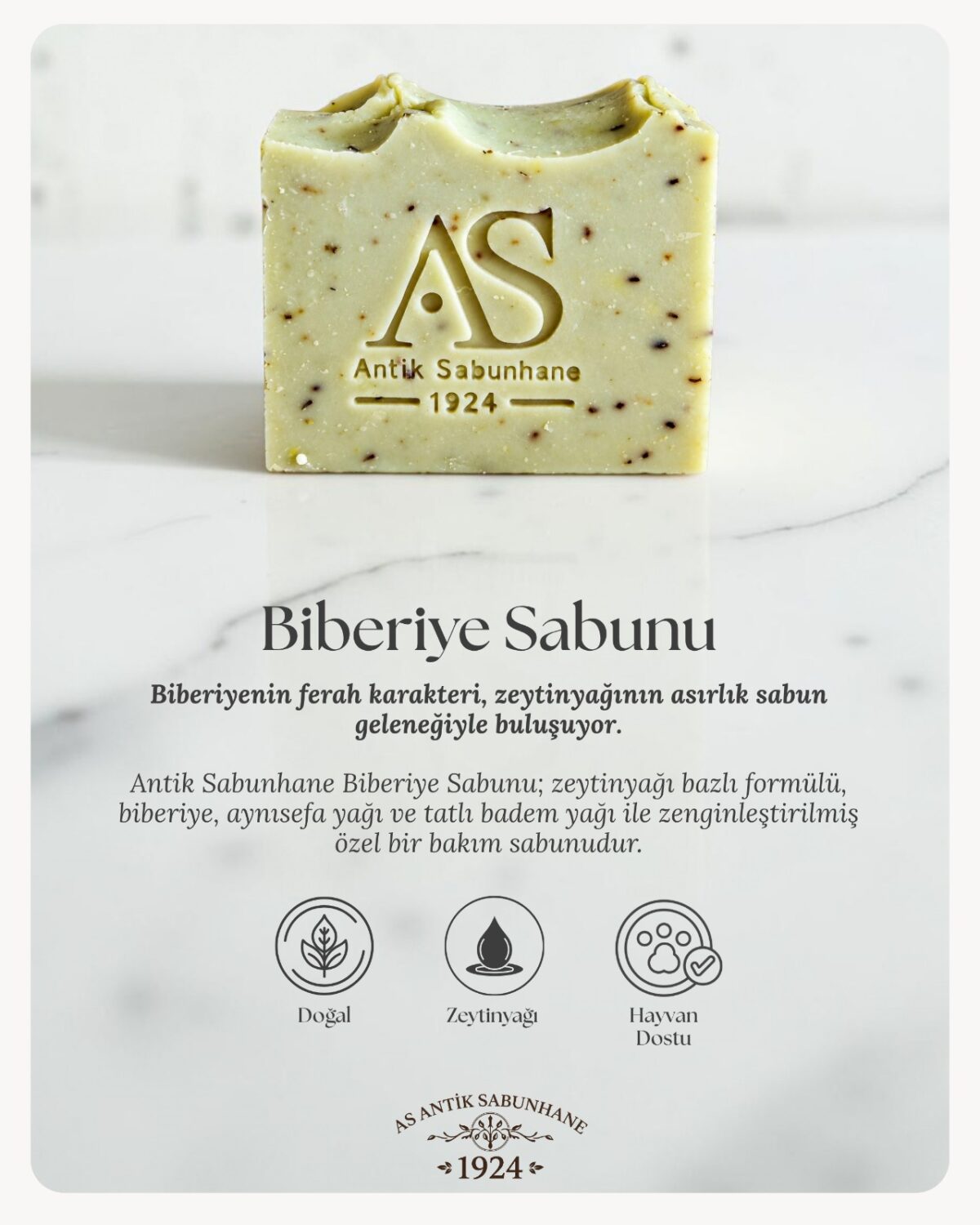 Biberiye Sabunu – Zeytinyağlı &amp; Biberiyeli | 125 g — görsel 3