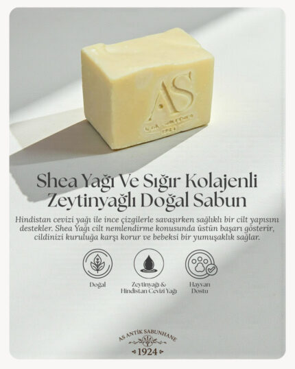 Doğal Shea Yağı Ve Sığır Kolajenli Zeytinyağlı Sabun